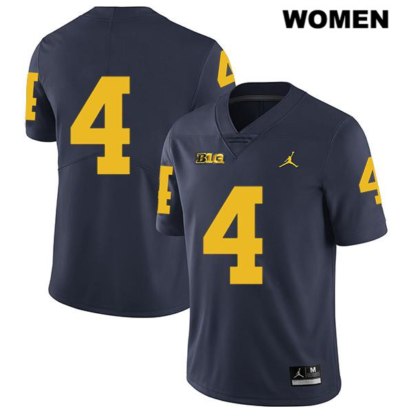 Women's NCAA Michigan Wolverines Nico Collins #4 No Name Navy Jordan Brand Authentic Stitched Legend Football College Jersey JV25V14XP